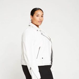 Universal Standard Leeron Leather Moto Jacket - White xs (10-12)